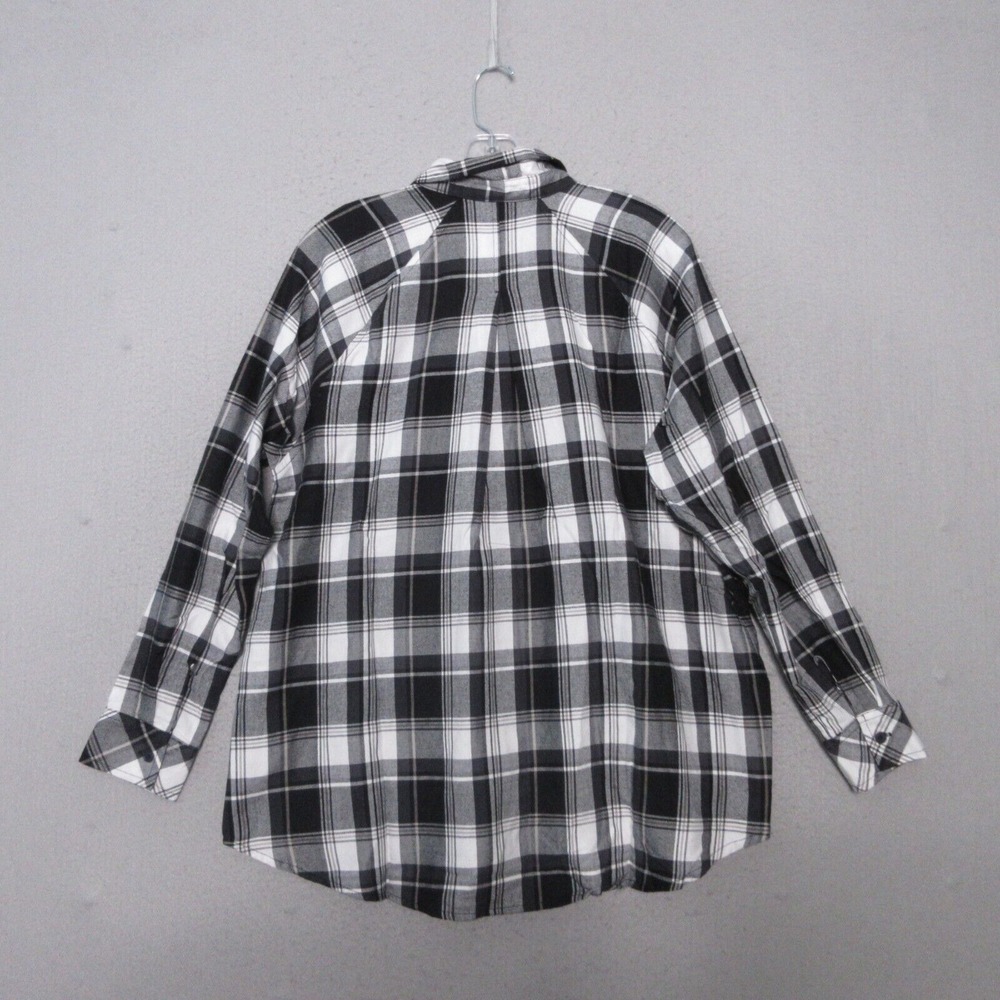 Eddie Bauer Top Tunic Women Medium Black Gray Hillside Plaid Flannel Outdoor NWT - Picture 2 of 12
